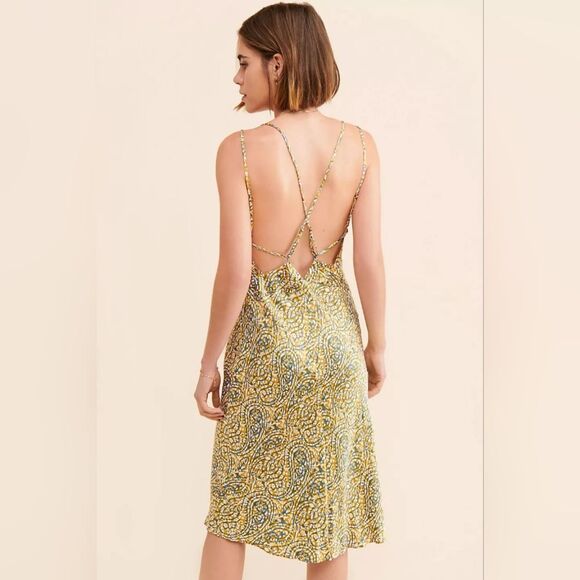 Anthropologie Paisley Lace Open Back Midi Slip Dress - Women's L Boho Elegance - Picture 4 of 11